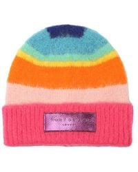 Kurt Geiger - Stripe Fuzzy Beanie - Lyst