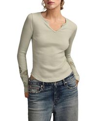 Lucky Brand - Cutwork Detail Cotton Rib Top - Lyst