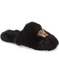 versace fur slippers