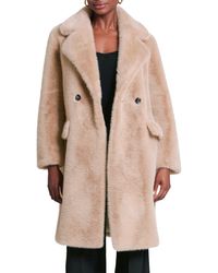 Avec Les Filles - Relaxed Fit Longline Double Breasted Faux Mink Coat - Lyst
