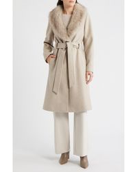 BCBGMAXAZRIA - Belted Wrap Coat With Faux Fur Collar - Lyst