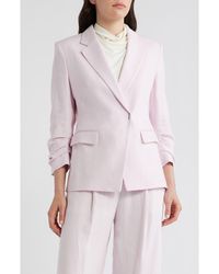 BOSS - Jia Slim Fit Linen Blend Double Breasted Blazer - Lyst