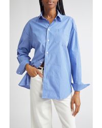 Sporty & Rich - Src Stripe Oversize Cotton Poplin Button-Up Shirt - Lyst