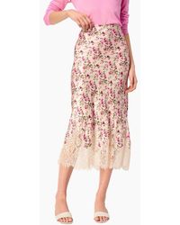 Cami NYC - Vivienne Floral Lace Panel Stretch Silk Midi Skirt - Lyst