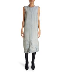Balenciaga - Upside Down Denim Midi Dress - Lyst