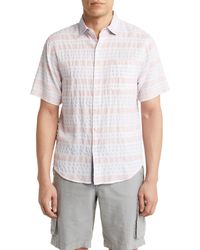 Tommy Bahama - Nova Wave Blue Sea Stripe Seersucker Short Sleeve Button-up Shirt - Lyst