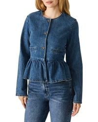 Steve Madden - Abigale Peplum Denim Jacket - Lyst