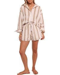 Petal & Pup - Dean Stripe Cotton Button-Up Shirt & Shorts Set - Lyst