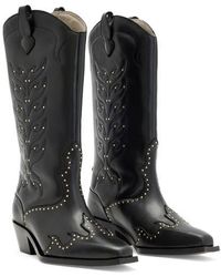 AllSaints - Dolly Studded Western Boot - Lyst