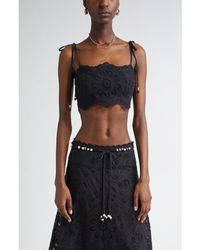 Zimmermann - Rhiannon Guipure Lace Trim Cotton Crop Top - Lyst
