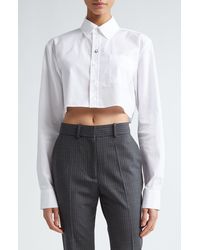 Coperni - Long Sleeve Cotton Button-up Crop Shirt - Lyst