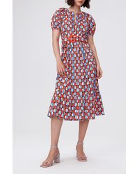 Diane von Furstenberg - Lindy Geo Print Belted Midi Dress - Lyst