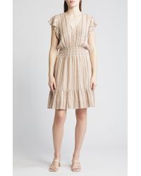 Rails - Tara Stripe Ruffle Sleeve Linen Blend Dress - Lyst