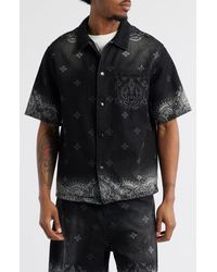 Criminal Damage - Laser Print Denim Short Sleeve Snap-Up Shirt - Lyst