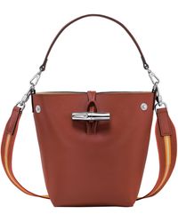 Longchamp - Extra Small Roseau Box Leather Bucket Bag - Lyst