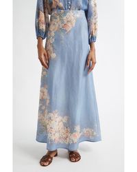 Zimmermann - Cascadian Bias Cut Linen Maxi Skirt - Lyst