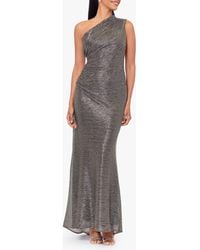 Betsy & Adam - Metallic Crinkle One-Shoulder Mermaid Gown - Lyst