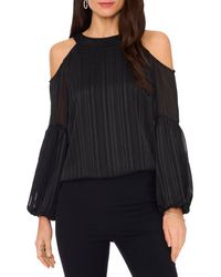 Chaus - Metallic Cold Shoulder Balloon Sleeve Top - Lyst
