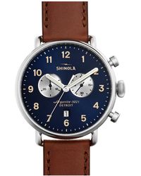 Shinola - The Canfield Chrono Leather Strap Watch - Lyst