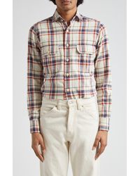 Drake's - Check Slub Cotton Button-up Work Shirt - Lyst