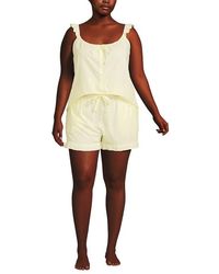 Lands' End - Plus Size Poplin 2 Piece Pajama Set - Lyst
