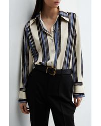 Mango - Stripe Satin Button-up Shirt - Lyst