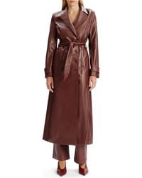 Bardot - Double Breasted Faux Leather Longline Coat - Lyst