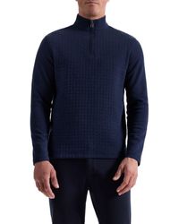 Bugatchi - Waffle Quarter Zip Cotton Blend Pullover - Lyst