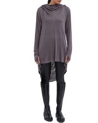 MARCELLA - Oslo Semisheer Hooded Long Sleeve High-low Jersey Tunic - Lyst