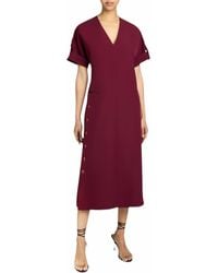 Santorelli - Serafina Short Sleeve Midi Shift Dress With Side Skirt Buttons - Lyst