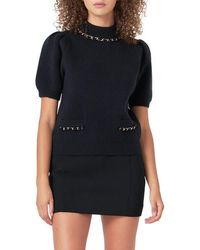 Endless Rose - Chain Detail Puff Sleeve Sweater - Lyst
