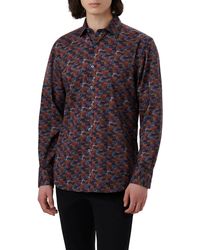 Bugatchi - Axel Shaped Fit Abstract Print Stretch Cotton Button-up Shirt - Lyst
