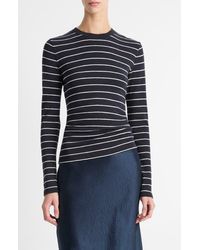 Vince - Stripe Long Sleeve Cotton & Modal Crewneck Top - Lyst