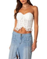 Edikted - Tea Party Strapless Lace Corset Crop Top - Lyst