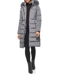 Kenneth Cole - Memory Faux Fur Trim Hooded Puffer Coat - Lyst