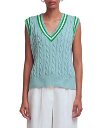 Boden - Maeve Cable Knit V-Neck Sweater Vest - Lyst