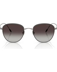 Armani - 51Mm Round Sunglasses - Lyst