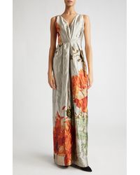 Erdem - Floral Pleated V-neck Gown - Lyst