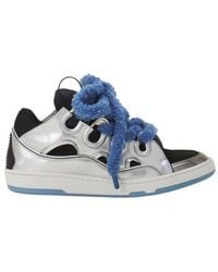 Lanvin - Curb Metallic Leather Sneakers With Mesh Laces - Lyst
