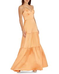 Dress the Population - Tess Tiered Satin Gown - Lyst