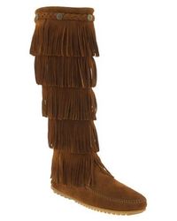 Minnetonka - Five Layer Fringe Boot - Lyst