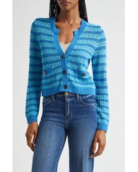 L'Agence - Orla Stripe Pointelle Cardigan - Lyst