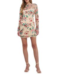 Endless Rose - Floral Embroidered Long Sleeve Sheath Dress - Lyst