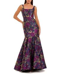 Mac Duggal - Brocade Sleeveless Scoop Neck Trumpet Gown - Lyst