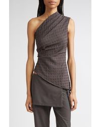 Paloma Wool - Win Asymmetric Gingham Seersucker One-Shoulder Top - Lyst