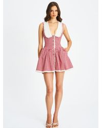 Miss Circle - Nala Gingham Eyelet Lace Trim Peterpan Collar Mini Dress - Lyst