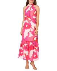Halogen® - Floral Print Ruffle Hem Sleeveless Maxi Dress - Lyst