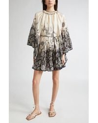 Zimmermann - Rhiannon Long Sleeve Silk Habutai Lantern Minidress - Lyst