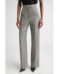 McQueen - Micro Houndstooth Pleated Wool & Mohair Straight Leg Trousers - Lyst