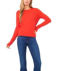 Halogen® - Button Cuff Crewneck Sweater - Lyst